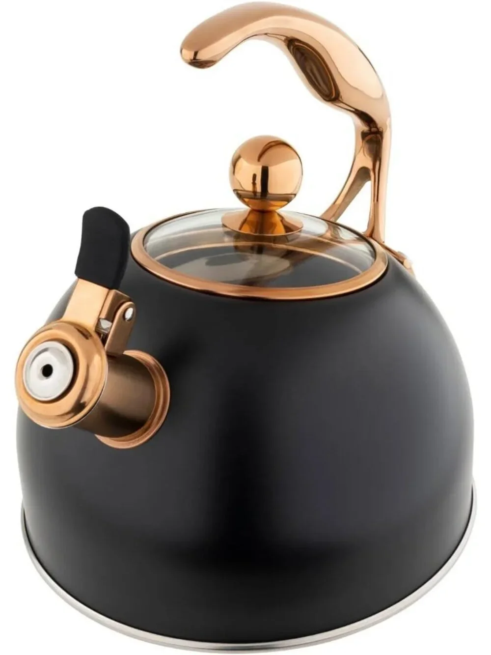 Viking 2.6 Qt 3-Ply Stainless Steel Kitchen Tea Kettle Black Induction Stovetop